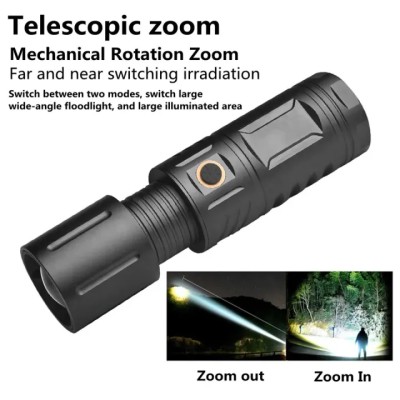 Strong Light Lamp T40 LED Flashlight Zoom USB Rechargeable Ultra-Bright Torch High Power Lantern Built-in Lithium Batteries